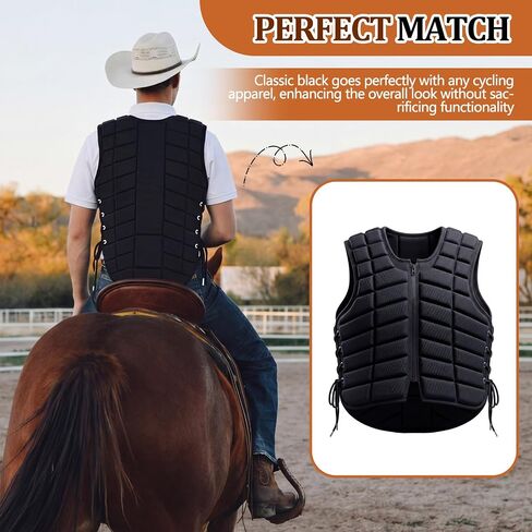 Twistover Horse Riding Rodeo Safety Vest Protective Cotton Adult Women Small Equestrian Protective Equipment Unisex Black 20 x 16 x 0.8 Inches in Kuwait