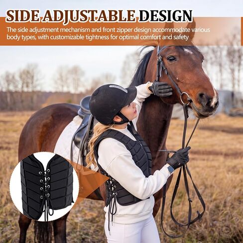 Twistover Horse Riding Rodeo Safety Vest Protective Cotton Adult Women Small Equestrian Protective Equipment Unisex Black 20 x 16 x 0.8 Inches in Kuwait