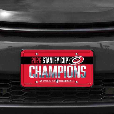 ريكو إندستريز NHL Hockey Carolina Hurricanes 2026 Stanley Cup Champions علامة تلقائية معدنية 6 بوصة × 12 بوصة - رائعة للشاحنة/السيارة/سيارات الدفع الرباعي in Kuwait