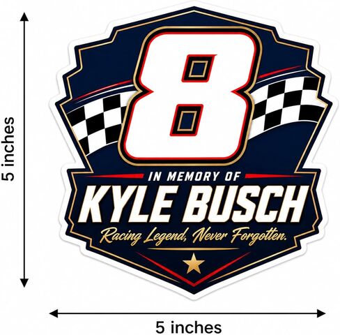 Kyle Busch Memorial Vinyl Sticker, 5x5 Inch, Multicolor, Glossy Finish, Racing Tribute Decal for Cars, Trucks, Laptops in Kuwait