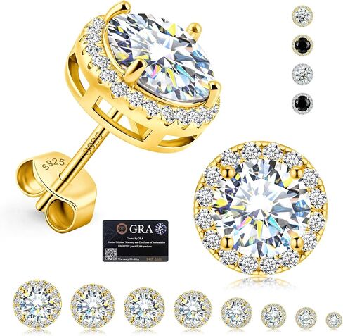 مجوهرات Moissanite Stud أقراط ، S925 Sterling Silver Usisex arring ، أقراط الذهب/الفضة للرجال هدية النساء in Kuwait