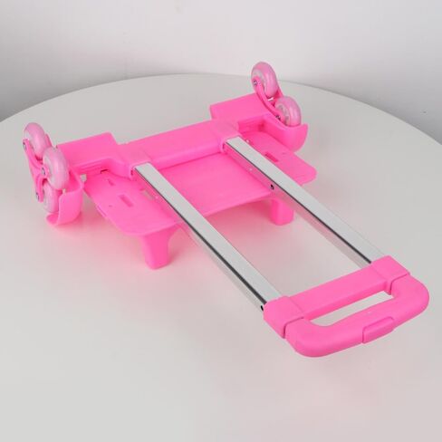 Stair Climbing Cart Folding Hand Cart with 6 Wheels Climbing Triangle Wheel Aluminium Trolley for Show Exhibitors, Pink in Saudi Arabia