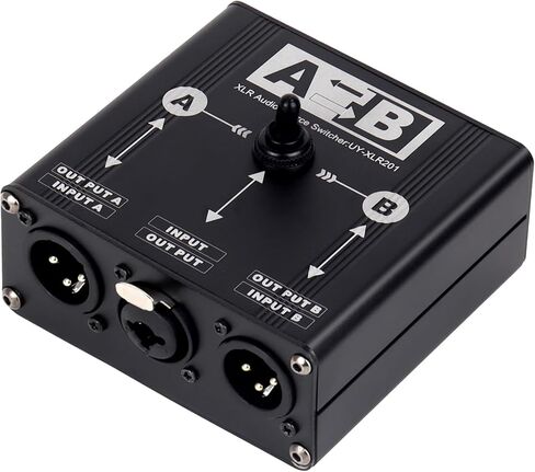 صندوق تحويل Pro XLR سلبي A/B، محول محدد صوت ستيريو هاي فاي 1 في 2 خارج / 2 في 1 خارج | سبائك الألومنيوم متوازنة XLR & 1/4 بوصة TRS/TS الفاصل لميكروفون ستوديو مراقب الصوت المباشر in Kuwait