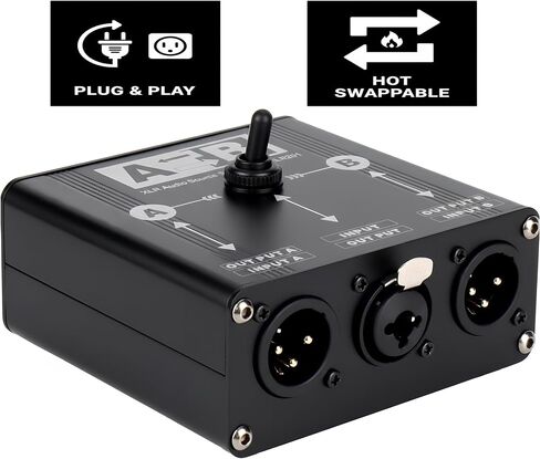 صندوق تحويل Pro XLR سلبي A/B، محول محدد صوت ستيريو هاي فاي 1 في 2 خارج / 2 في 1 خارج | سبائك الألومنيوم متوازنة XLR & 1/4 بوصة TRS/TS الفاصل لميكروفون ستوديو مراقب الصوت المباشر in Kuwait