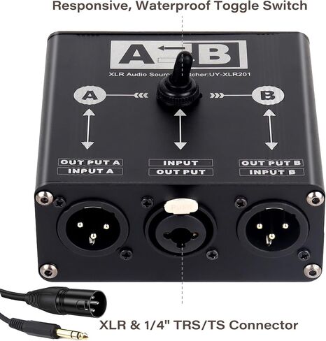 صندوق تحويل Pro XLR سلبي A/B، محول محدد صوت ستيريو هاي فاي 1 في 2 خارج / 2 في 1 خارج | سبائك الألومنيوم متوازنة XLR & 1/4 بوصة TRS/TS الفاصل لميكروفون ستوديو مراقب الصوت المباشر in Kuwait