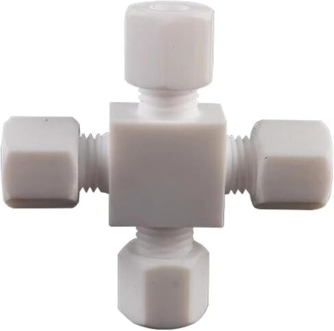 وصلة أنابيب اتحاد الضغط PTFE مقرنة متقاطعة 4 طرق 3-12 مم 1/8 1/4 3/8 1/2 1 أنبوب OD (6.35 مم 1/4 بوصة) in Kuwait