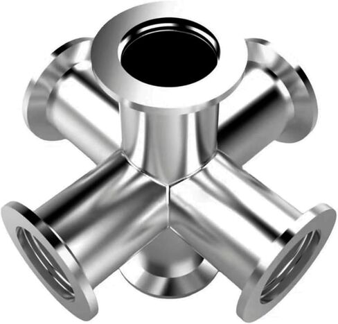 تركيبات تفريغ متقاطعة ذات 6 اتجاهات - محول من الفولاذ المقاوم للصدأ، ISO-KF NW-50، 304 من الفولاذ المقاوم للصدأ، موصل سريع الحافة (KF25) in Kuwait