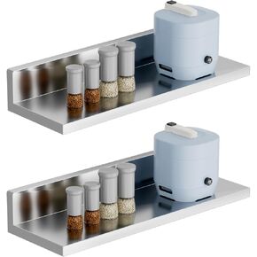 Stainless Steel Wall Shelf 8.6 x 24 Inches, 50 Lbs 2 Pack NSF Commercial Heavy Duty Wall Mounted Shelving with Backsplash for Restaurant, Kitchen, Garage in Kuwait