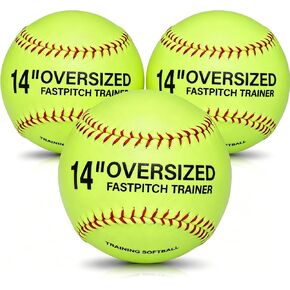 14" Softball 3 Pack, Oversized Fastpitch Training Softball, Durable Reinforced Stitching, Practice & Recreational Softballs for Adults & Youth in Saudi Arabia