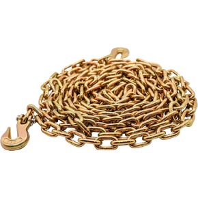 سلسلة من الدرجة 70 مقاس 5/16 بوصة × 16 قدمًا، سلسلة G70 مع خطافات إمساك Clevis مزورة، 4700 رطل WLL، قوة كسر 18800 رطل لتأمين المسطحة والمقطورة in Kuwait