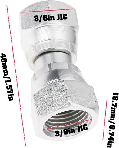 3/8 "أنثى JIC إلى 3/8" أنثى JIC صامولة دوارة لأثاث السيارة 18.7x40mm in Kuwait