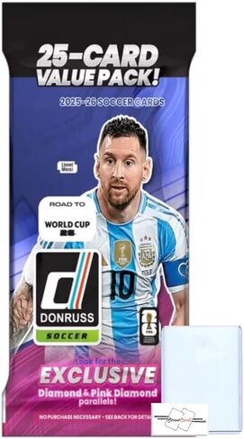 2025-26 Donruss Road to World Cup Soccer Cello/Fat Pack مع 25 بطاقة تداول إجمالية + Toploader وStreetCards Magnet! ابحث عن كابوم! in Kuwait