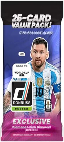 2025-26 Donruss Road to World Cup Soccer Cello/Fat Pack مع 25 بطاقة تداول إجمالية + Toploader وStreetCards Magnet! ابحث عن كابوم! in Kuwait