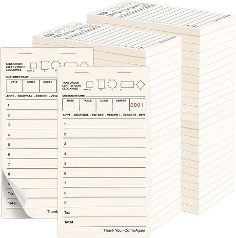 60 Pack Guest Checks Books Bulk Server Note Pad Numbered Waitress Notepad for Restaurants White Food Receipt Book 3000 Total Double Sided Perforated Server Order Paper for Bars Cafes Restaurant Order in Kuwait