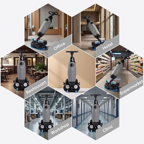 جهاز تلميع البلاط الكهربائي التجاري، فرشاة تنظيف كهربائية، تدور 360 درجة، ذاتية الدفع، مريحة بدون سلك، للبلاط، تنظيف الأرضيات الصلبة باللون الرمادي in Kuwait
