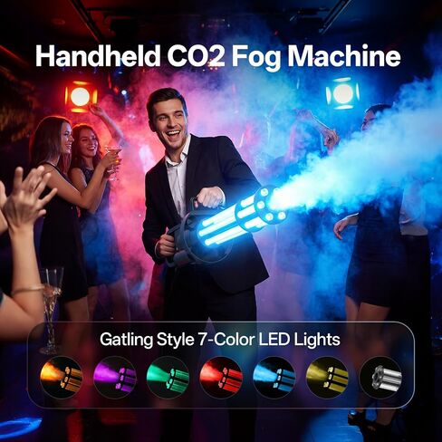 آلة دخان مدفع ثاني أكسيد الكربون المحمولة، ناسف ثاني أكسيد الكربون مع أضواء LED RGB وخرطوم، معدات تأثير مسرح عمود ثاني أكسيد الكربون للمناسبات، الزفاف، الحفلات، الحفلات الموسيقية، الحفلات، النادي (عبوة واحدة) in Kuwait