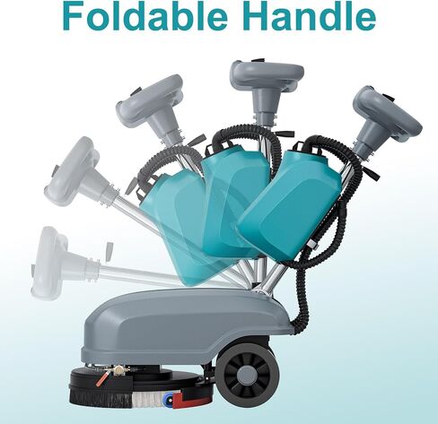 Walk Behind Commercial Floor Scrubber Machine, Battery Powered Cordless Compact Scrubber 15" Cleaning and 23" Suction Width, 6 Gal Sewage and 5 Gal Water Tank, 24000 Sq Ft/h in Kuwait