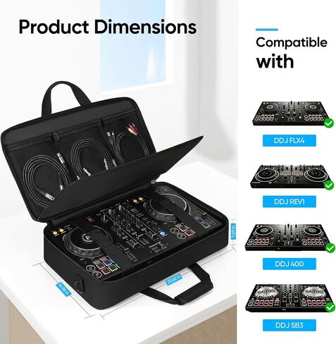 حقيبة وحدة تحكم DJ متوافقة مع DDJ FLX4 / 400 / REV1، حقيبة ظهر وحدة تحكم DJ مبطنة مع 6 قطع جيوب بسحاب، حقيبة ناعمة للسفر مع حزام كتف قابل للتعديل in Kuwait