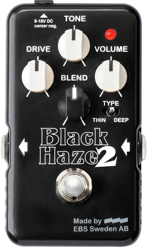 EBS Black Haze 2 Bass Overdrive ودواسة التشويه - تناظري، محرك ثلاثي الأوضاع (عميق/عادي/رفيع)، التحكم في المزيج، 9-18 فولت، تجاوز حقيقي، يعمل على الجهير والجيتار in Kuwait