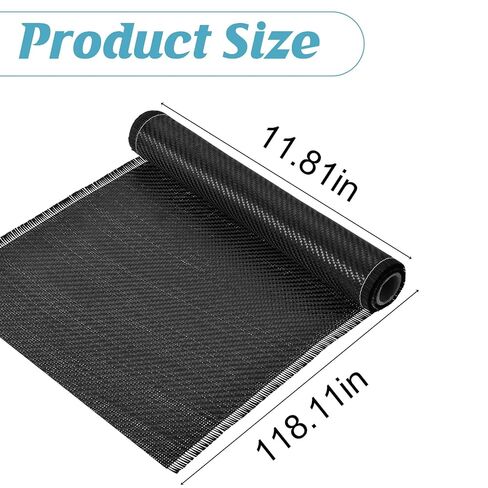 Carbon Fiber Fabric Roll, 9.84ft x 12" 2x2 Twill Weave Carbon Fiber Cloth, for Automotive Structural Reinforcement, Concrete Wall & Basement Repair, Boat Restoration (1 Roll) in Kuwait