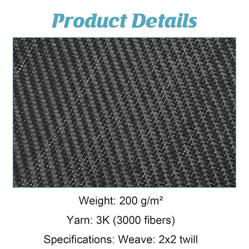Carbon Fiber Fabric Roll, 9.84ft x 12" 2x2 Twill Weave Carbon Fiber Cloth, for Automotive Structural Reinforcement, Concrete Wall & Basement Repair, Boat Restoration (1 Roll) in Kuwait