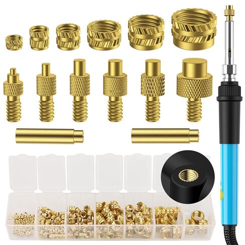 Preciva Heat Set Inserts, 148Pcs Brass Threaded Inserts Set for 3D Printer | Complete set of heat set inserts tools, various sizes of brass inserts, Ideal for plastic parts, 3D printing, DIY projects. in Kuwait