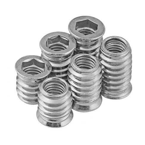 50pcs Threaded Inserts for Wood, Screw in Nut Fastener Connector, Steel Hex Drive Nut Inserts for Home Office Furniture (Silver, 1/4"-20 x10mm) in Kuwait