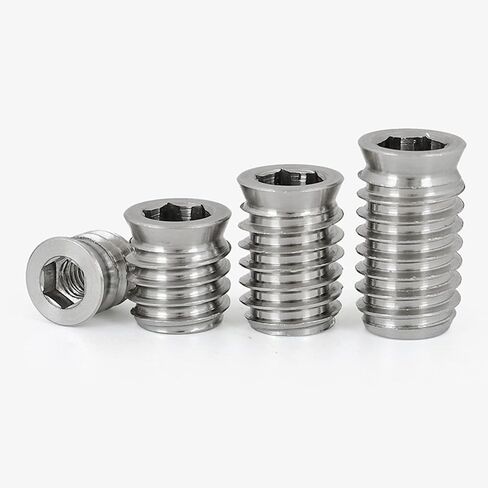 50pcs Threaded Inserts for Wood, Screw in Nut Fastener Connector, Steel Hex Drive Nut Inserts for Home Office Furniture (Silver, 1/4"-20 x10mm) in Kuwait
