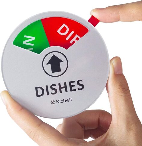 Kichwit Clean Dirty Dishwasher Magnet with the 3rd Option “Running", Perfect for Quiet Dishwashers, Non-Scratch Strong Magnet Backing, Residue Free Adhesive Included, 3.5" Diameter, Silver in Saudi Arabia