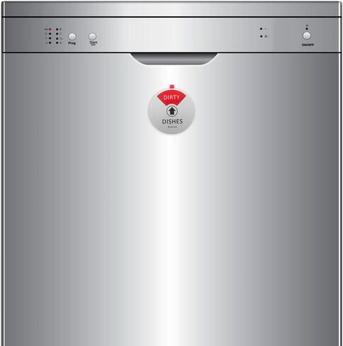 Kichwit Clean Dirty Dishwasher Magnet with the 3rd Option “Running", Perfect for Quiet Dishwashers, Non-Scratch Strong Magnet Backing, Residue Free Adhesive Included, 3.5" Diameter, Silver in Kuwait
