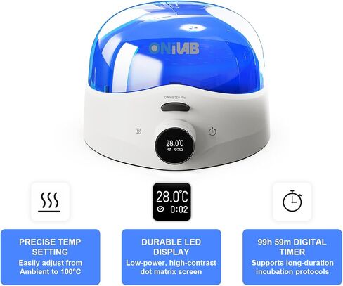 ONiLAB Dry Bath Incubator, Fast Heating Block Heater (10 min to 100°C), ±0.3°C High Stability, LED Display, High-Capacity Circular Design for PCR & Enzyme Reactions (Block Need Purchased Separately) in Kuwait