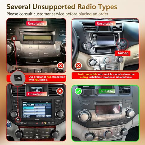 Car Radio Stereo for Toyota Highlander 2008-2013, Android 13/IPS Touch Screen/Wireless Carplay/Android Auto/Bluetooth/GPS Navigation/WiFi/5G/HD Back-up Camera/SWC/FM (2+64) in Saudi Arabia