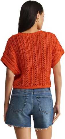 Z SUPPLY Women's Ballast Crochet Sweater Top, Tiger Lily in Saudi Arabia
