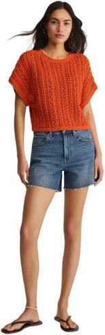 Z SUPPLY Women's Ballast Crochet Sweater Top, Tiger Lily in Saudi Arabia
