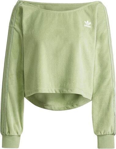 adidas LOUNGEWEAR Off Shoulder Sweater Women's, Green, Size S in Kuwait