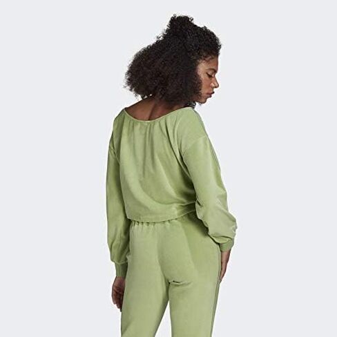 adidas LOUNGEWEAR Off Shoulder Sweater Women's, Green, Size S in Kuwait