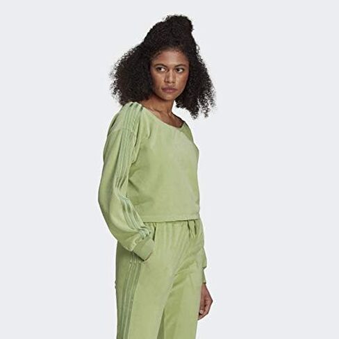 adidas LOUNGEWEAR Off Shoulder Sweater Women's, Green, Size S in Kuwait