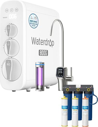 Waterdrop G3P800 Reverse Osmosis System, with WHF3E-SKH 3-Stage Whole House Water Filter System, Bundle in Kuwait