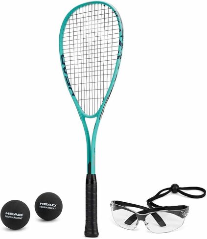 HEAD Bolt Team Pack 2026 Squash Starter Pack – Pre-Strung Spark Team Racquet, Protective Goggles & 2 Squash Balls – Nano Titanium Coating, Beginner Control Racquet in Kuwait