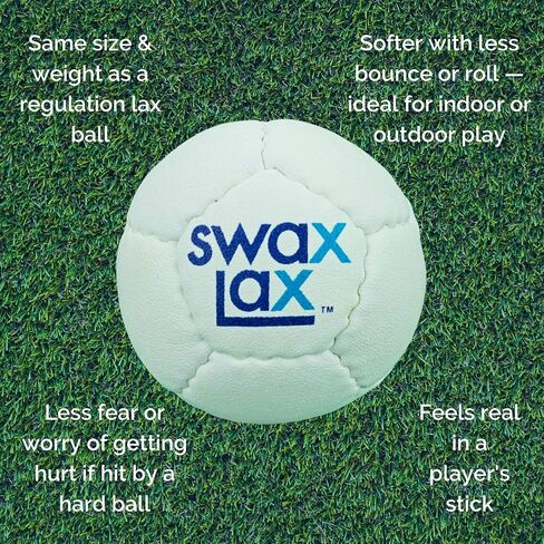 كرة تدريب لاكروس باللونين الأحمر والأبيض والأزرق من SWAX LAX - كرة تدريب داخلية وخارجية مع ارتداد وارتدادات أقل - نفس الحجم والوزن مثل كرة لاكروس التنظيمية ولكنها ناعمة in Kuwait
