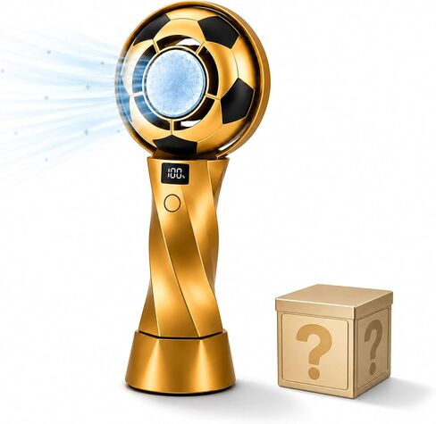 2026 World Football Match Soccer Trophy Fan, Portable Mini Fan with Ice Cooling, 6 Speed Wind 3000mAh USB Rechargeable Handheld Fan for Game Day, Stadium, Football Doll Included, Gift for friends in Kuwait