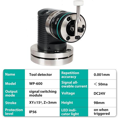XUNKUNER CNC Tool Setter,Five Directions 3D Tool Detector Tool Setting Gauge with Signal Switching Junction Box for CNC Machine,Accuracy 0.001mm, IP56,Ceramic Probe in Kuwait