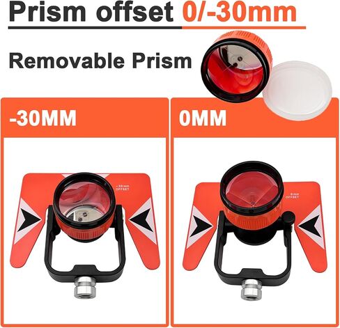 Surveying Metal Single Prism with Soft Bag, 0/-30mm Total Station Prism with 5/8x11 Female Thread for Total Station Surveying in Kuwait