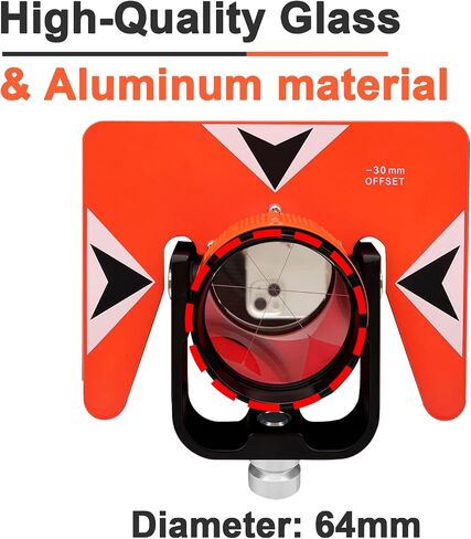 Surveying Metal Single Prism with Soft Bag, 0/-30mm Total Station Prism with 5/8x11 Female Thread for Total Station Surveying in Kuwait