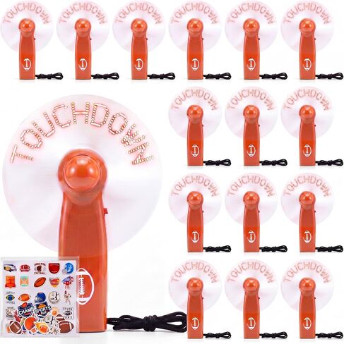 Gerrii 12 Pack Football Mini Handheld Fans, LED Portable Flashing Light up Fans with Touchdown for Sports Party Favors, Football Team Gifts Game Day & Sports Events in Kuwait