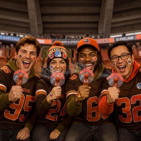 Gerrii 12 Pack Football Mini Handheld Fans, LED Portable Flashing Light up Fans with Touchdown for Sports Party Favors, Football Team Gifts Game Day & Sports Events in Kuwait