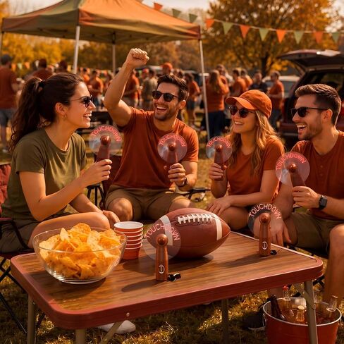 Gerrii 12 Pack Football Mini Handheld Fans, LED Portable Flashing Light up Fans with Touchdown for Sports Party Favors, Football Team Gifts Game Day & Sports Events in Kuwait