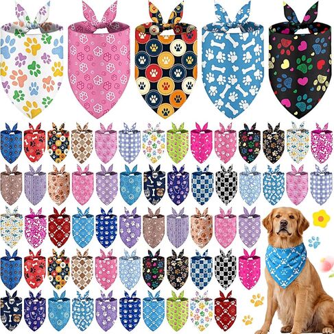 60 Pcs 4th of July Day Dog Bandanas Patriotic Dog Bibs American Flag Pet Costume Adjustable Dog Cat Holiday Outfit Washable Triangle Scarf Kerchief for Small to Medium Pet in Kuwait