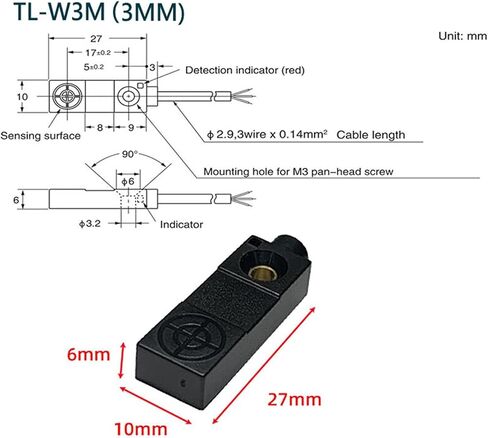 مفتاح القرب الاستقرائي 3-سلك مفتاح مستشعر NPN PNP NO NC للكشف عن المعادن TL-W3MC1 TL-W3MC2 TL-W3MB1 TL-W3MB2 3 مللي متر (TL-W3MC1) in Kuwait