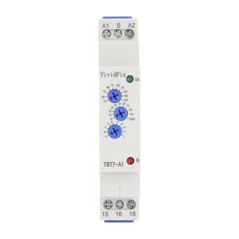 VividFix 16A TBT7-A1 مرحل مؤقت متعدد الوظائف، مرحل تأخير الوقت، نطاق جهد واسع AC/DC 12-240 فولت، 10 وظائف، نطاق زمني واسع 0.1 ثانية - 10 أيام، حامل سكة DIN، مؤشر LED in Kuwait